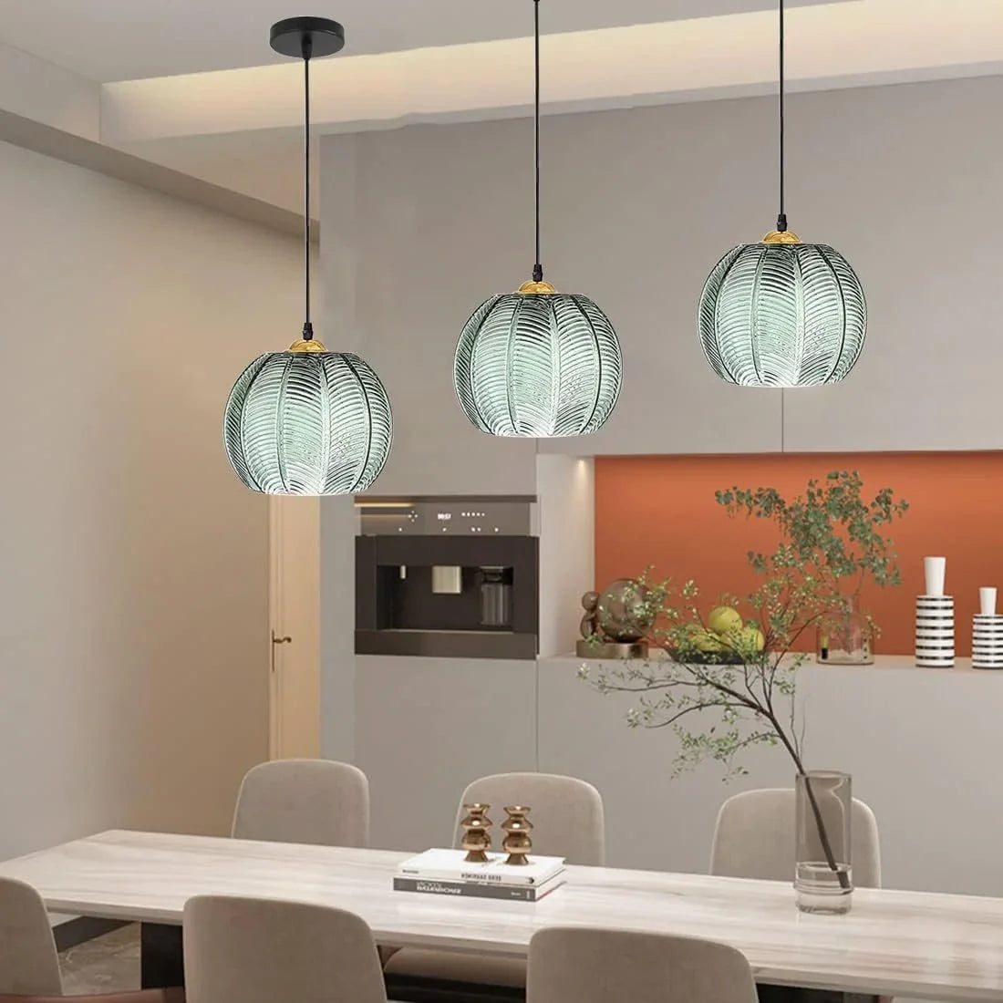 Gaia Boho Tropical Palm Leaf Glass Pendant Light