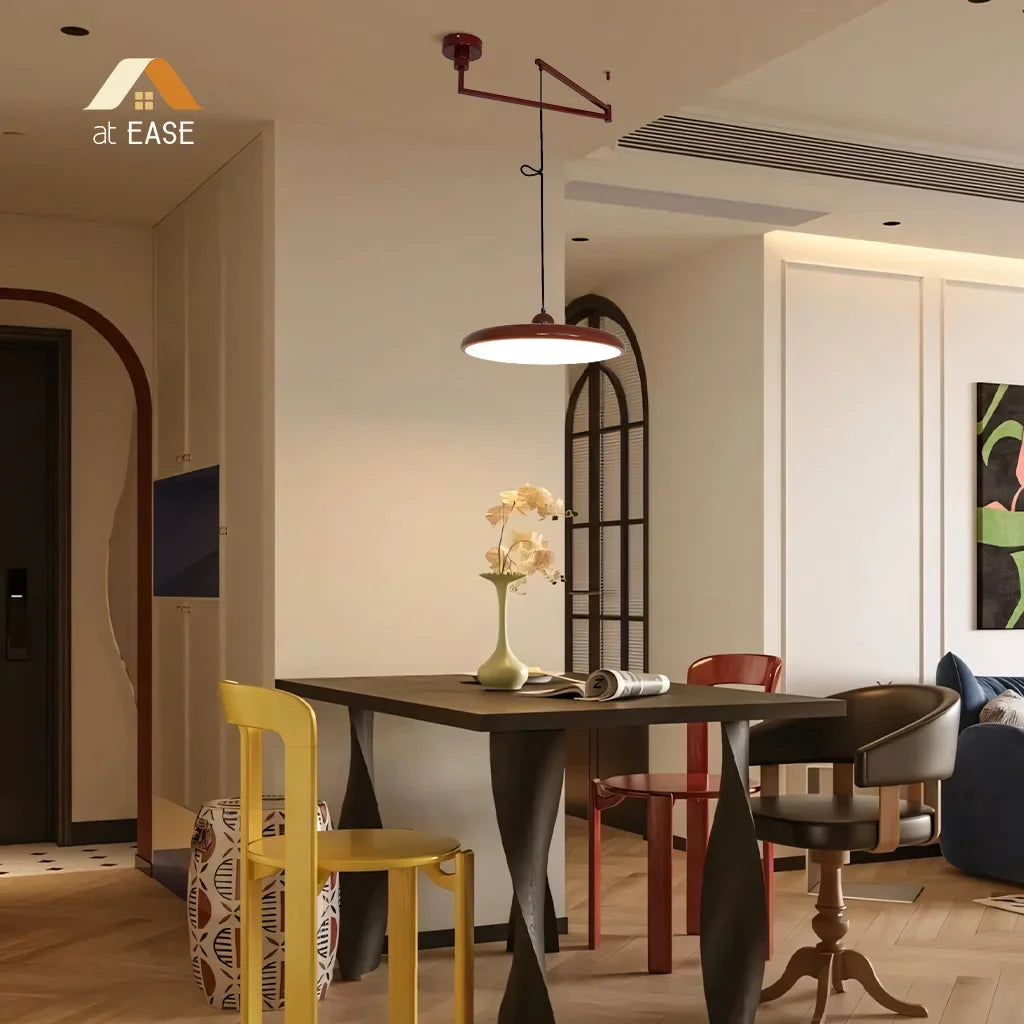 Orion Adjustable Swing Arm Acrylic Disc Pendant Light