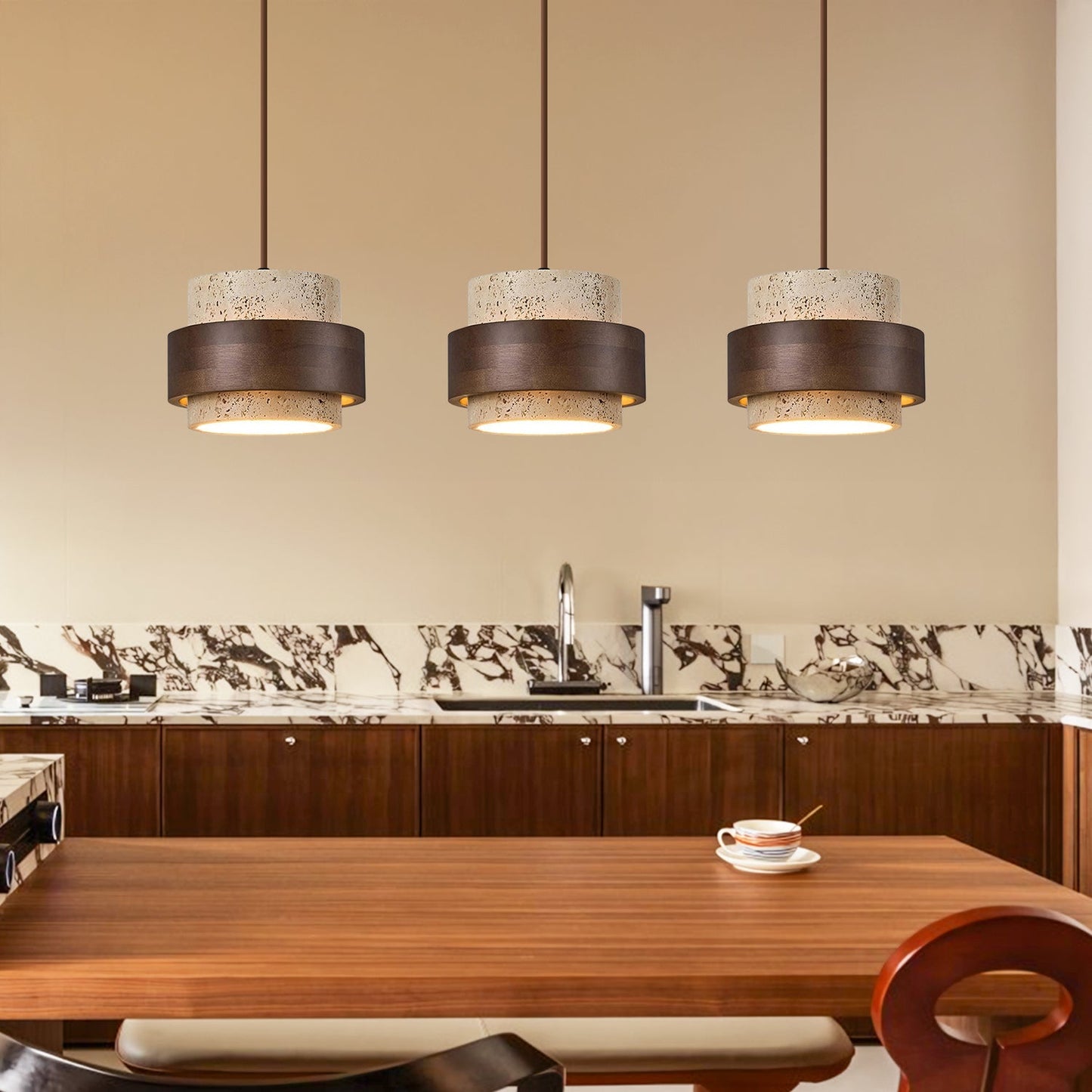 Orvina Japandi Travertine Pendant Lamp