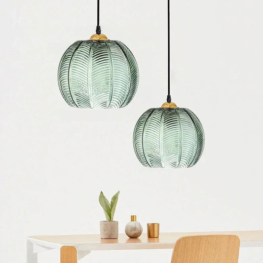Gaia Boho Tropical Palm Leaf Glass Pendant Light