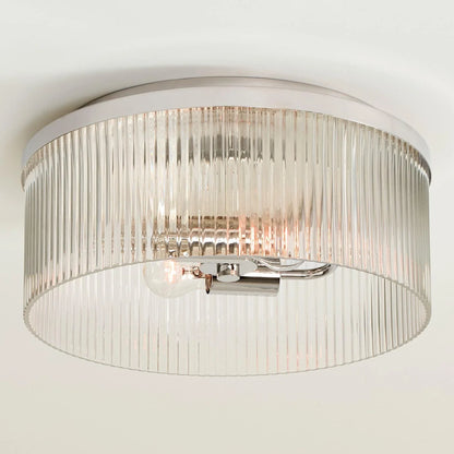 Eos Round Ribbed Crystal Flush Mount Ceiling Light