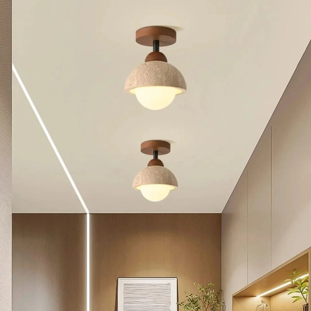 Velian Japandi Bud Travertine Ceiling Lamp