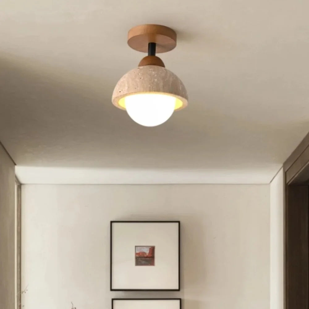 Velian Japandi Bud Travertine Ceiling Lamp