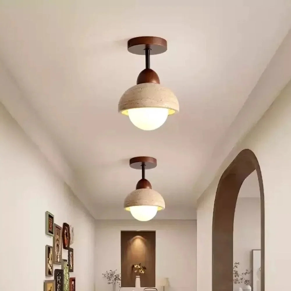 Velian Japandi Bud Travertine Ceiling Lamp