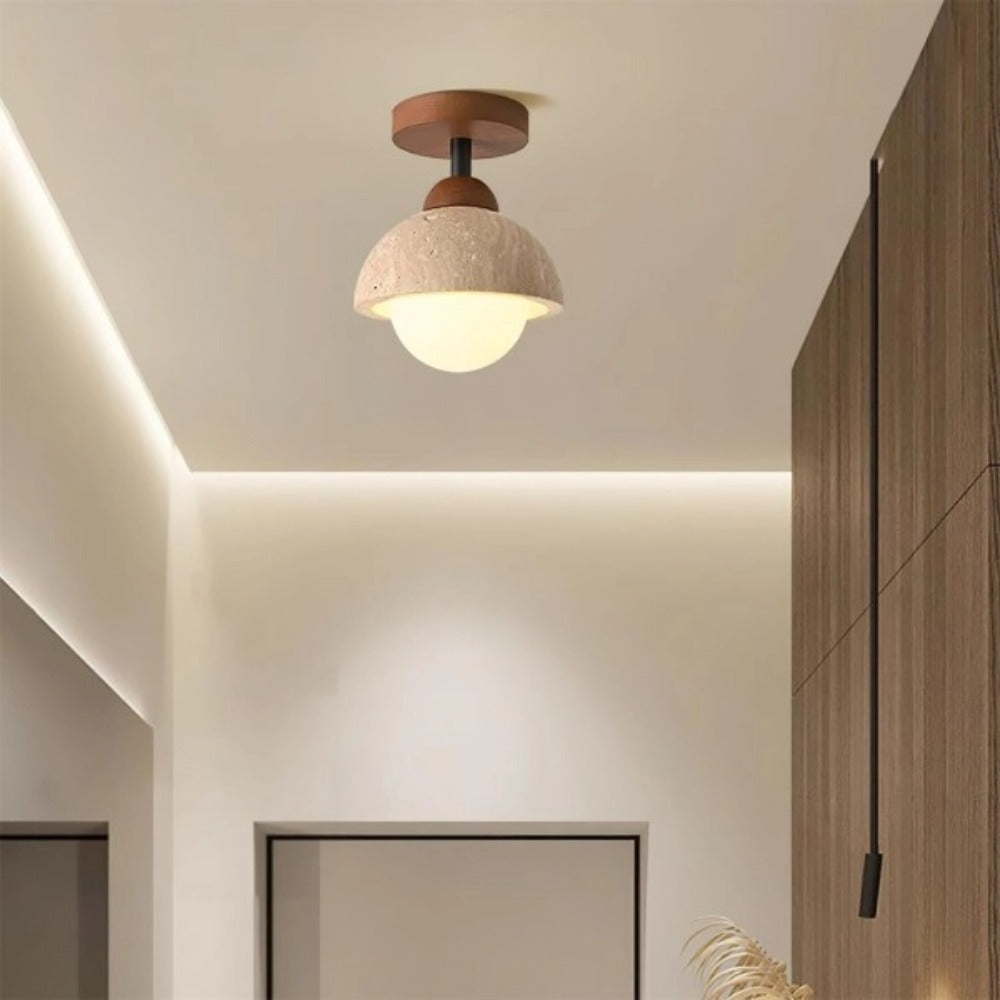 Velian Japandi Bud Travertine Ceiling Lamp
