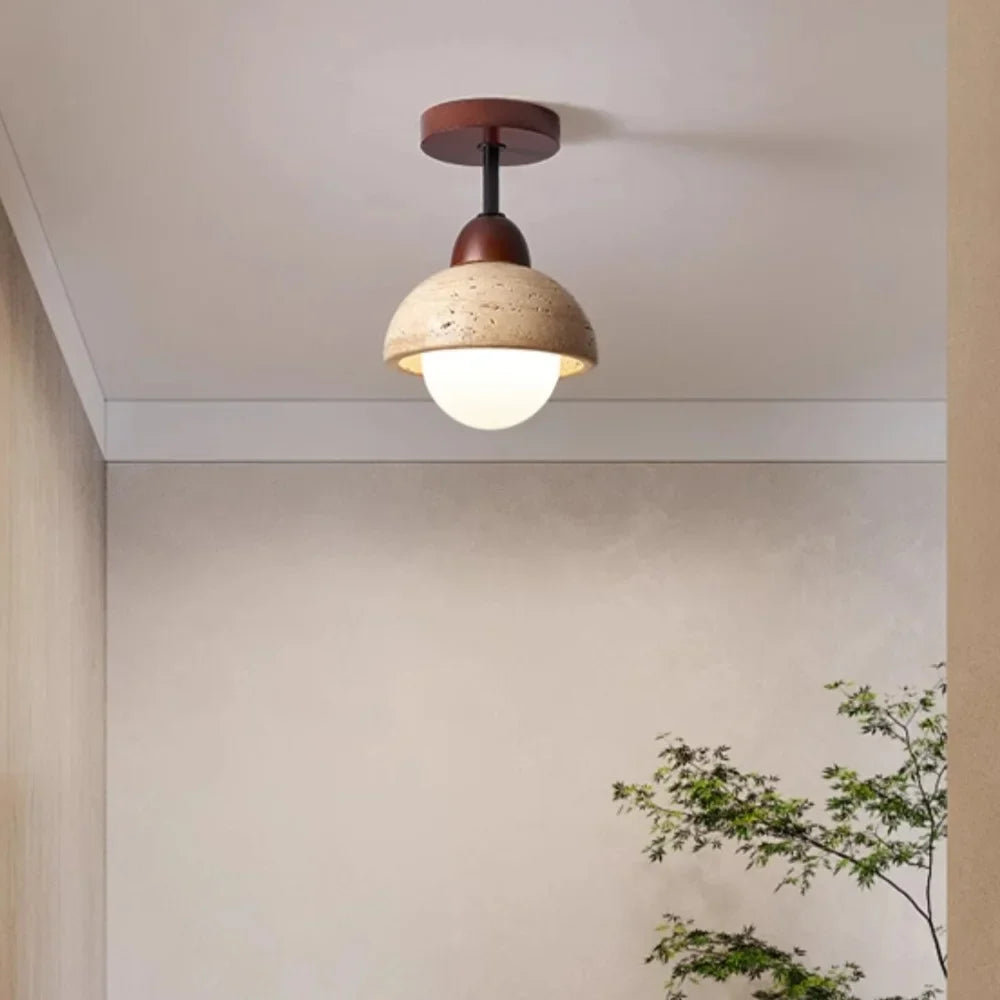Velian Japandi Bud Travertine Ceiling Lamp