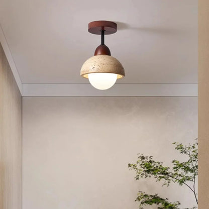 Velian Japandi Bud Travertine Ceiling Lamp