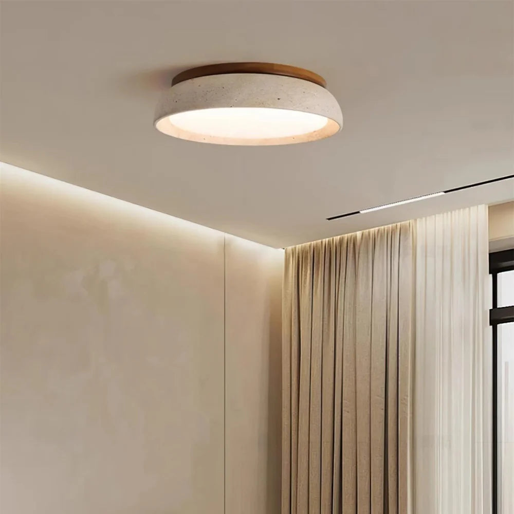 Veliana Wabi-Sabi Round Travertine Ceiling Light