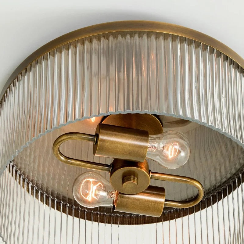 Eos Round Ribbed Crystal Flush Mount Ceiling Light