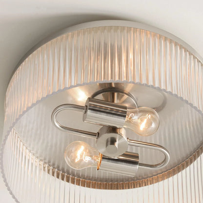 Eos Round Ribbed Crystal Flush Mount Ceiling Light