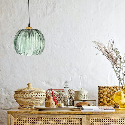 Gaia Boho Tropical Palm Leaf Glass Pendant Light