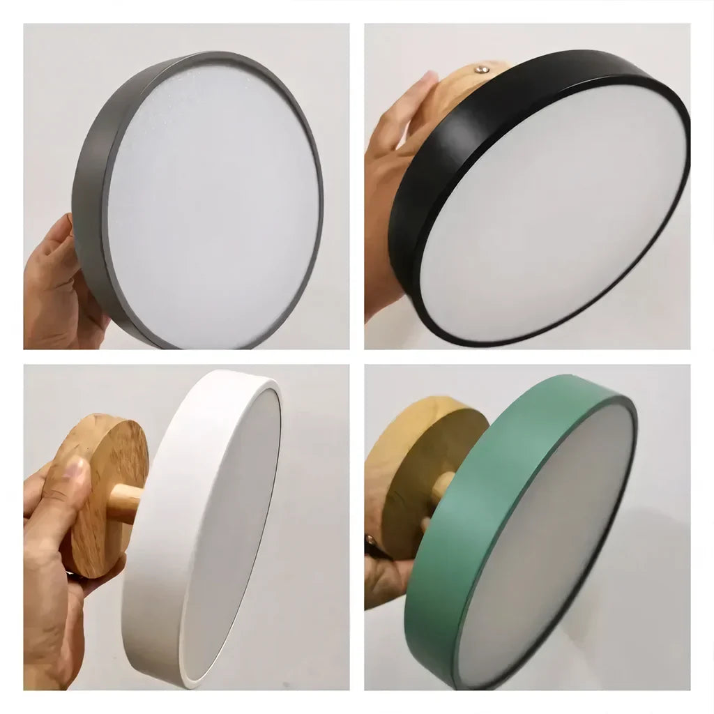 Eir Macaron Round Wood Grain Ceiling Lamp