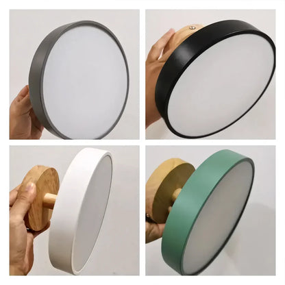 Eir Macaron Round Wood Grain Ceiling Lamp