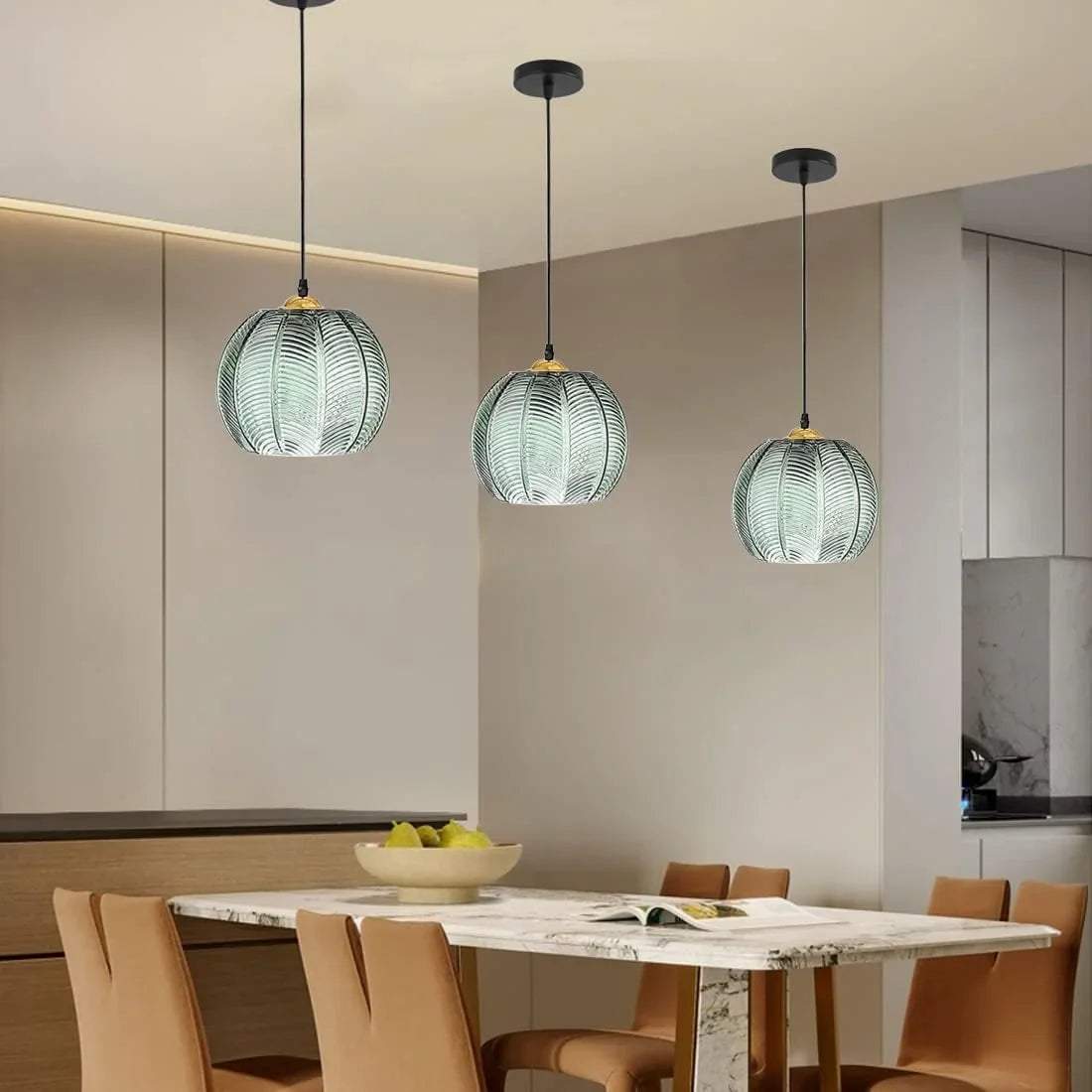 Gaia Boho Tropical Palm Leaf Glass Pendant Light