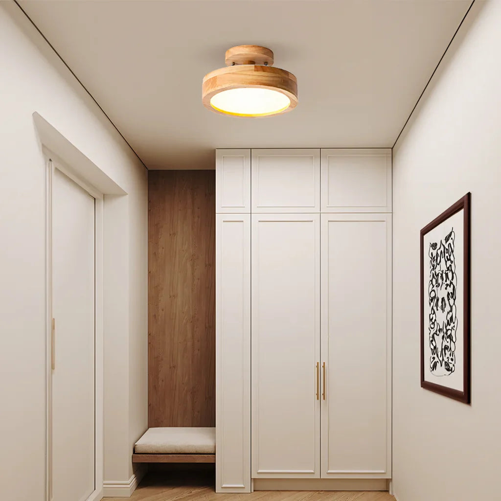 Eir Macaron Round Wood Grain Ceiling Lamp
