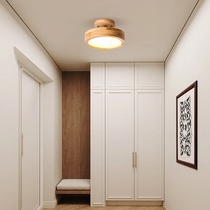 Eir Macaron Round Wood Grain Ceiling Lamp