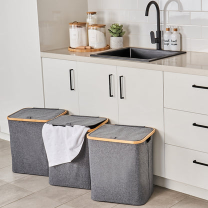 Linen / Laundry Basket with Lid - Dark Grey