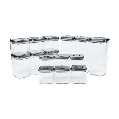 Push Top Pantry Container 15 Set - Black Lid