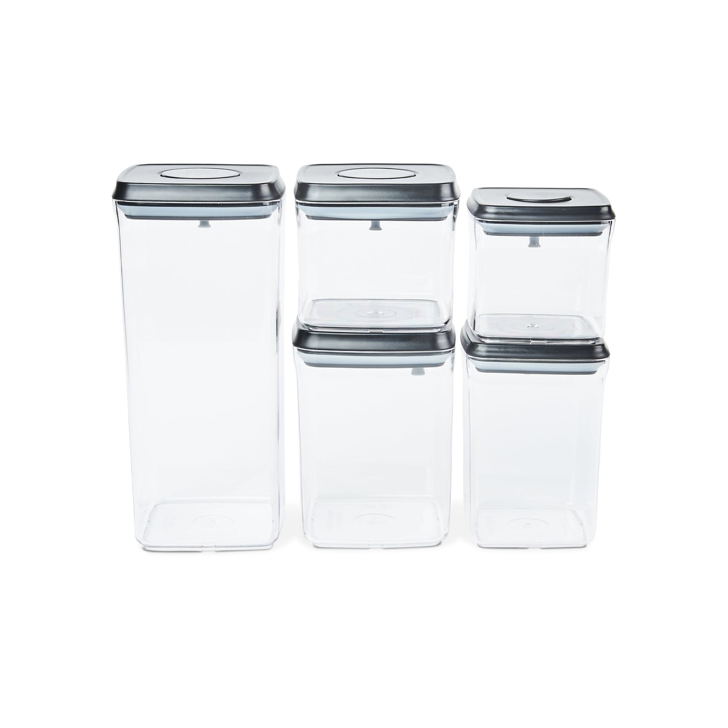 Push Top Pantry Container 5 Set - Black Lid