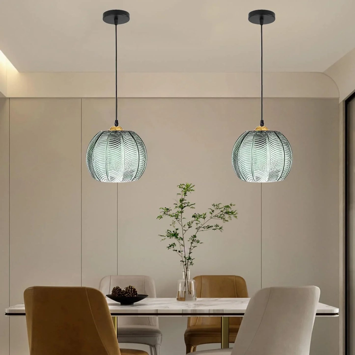 Gaia Boho Tropical Palm Leaf Glass Pendant Light