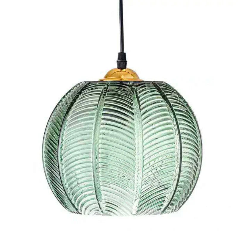 Gaia Boho Tropical Palm Leaf Glass Pendant Light