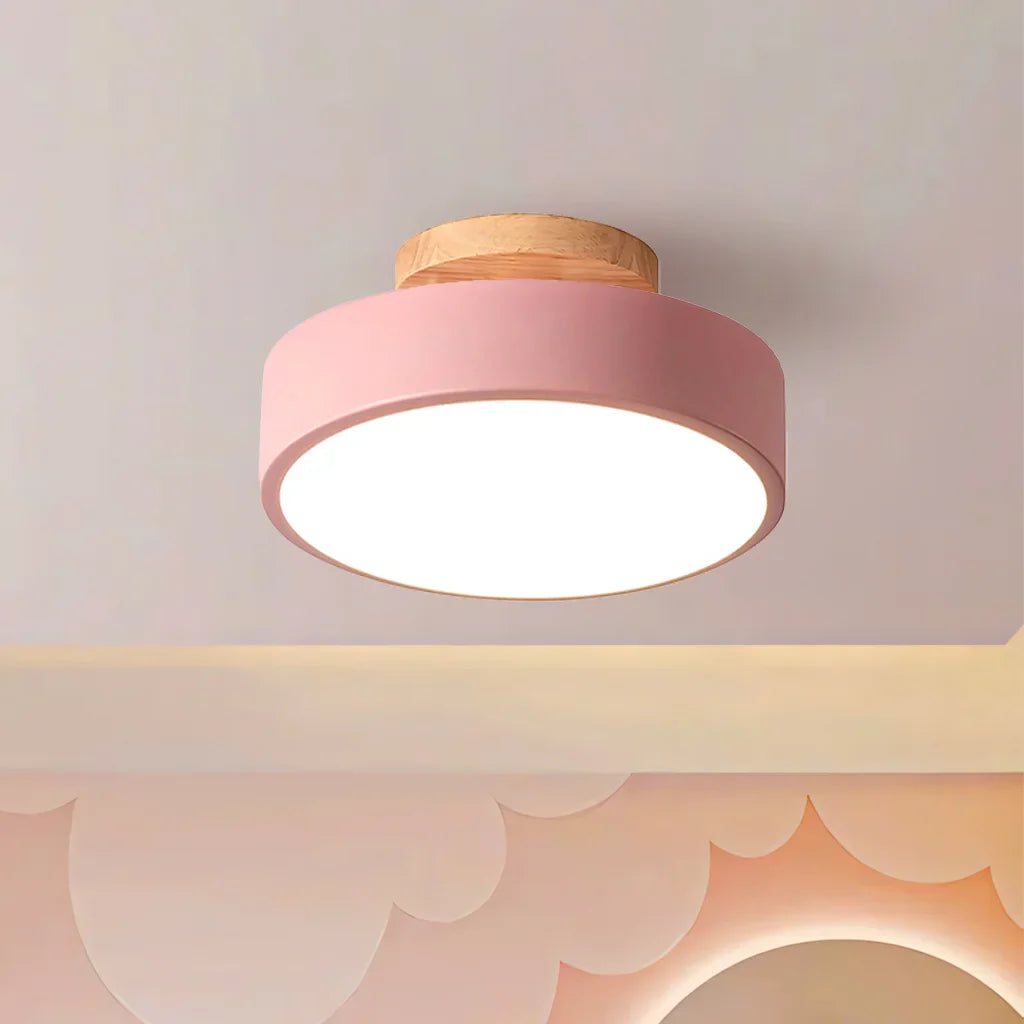 Eir Macaron Round Wood Grain Ceiling Lamp