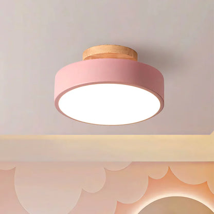 Eir Macaron Round Wood Grain Ceiling Lamp