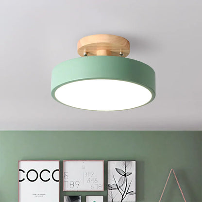 Eir Macaron Round Wood Grain Ceiling Lamp