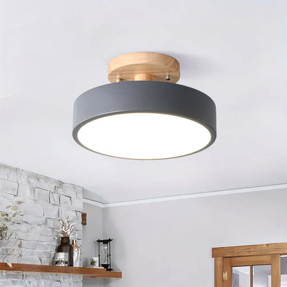 Eir Macaron Round Wood Grain Ceiling Lamp