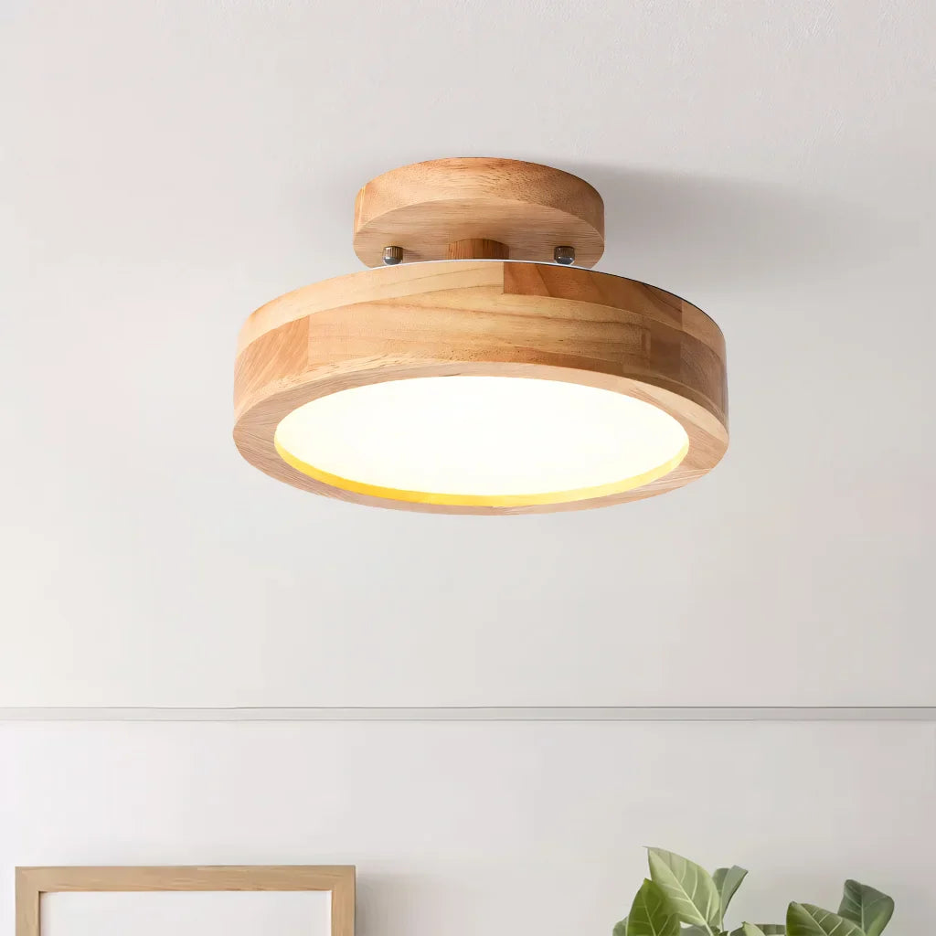 Eir Macaron Round Wood Grain Ceiling Lamp