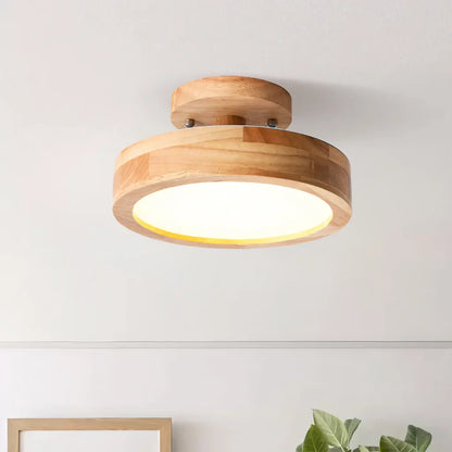 Eir Macaron Round Wood Grain Ceiling Lamp