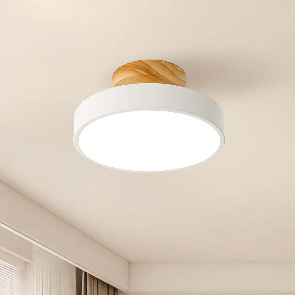 Eir Macaron Round Wood Grain Ceiling Lamp